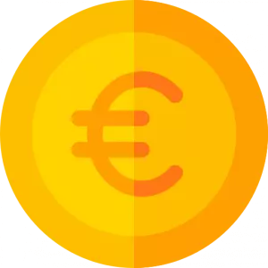 Icone qui représente une une pièce d'euro pour symboliser les économies réalisées par une location avec camion-avec-chauffeur.fr